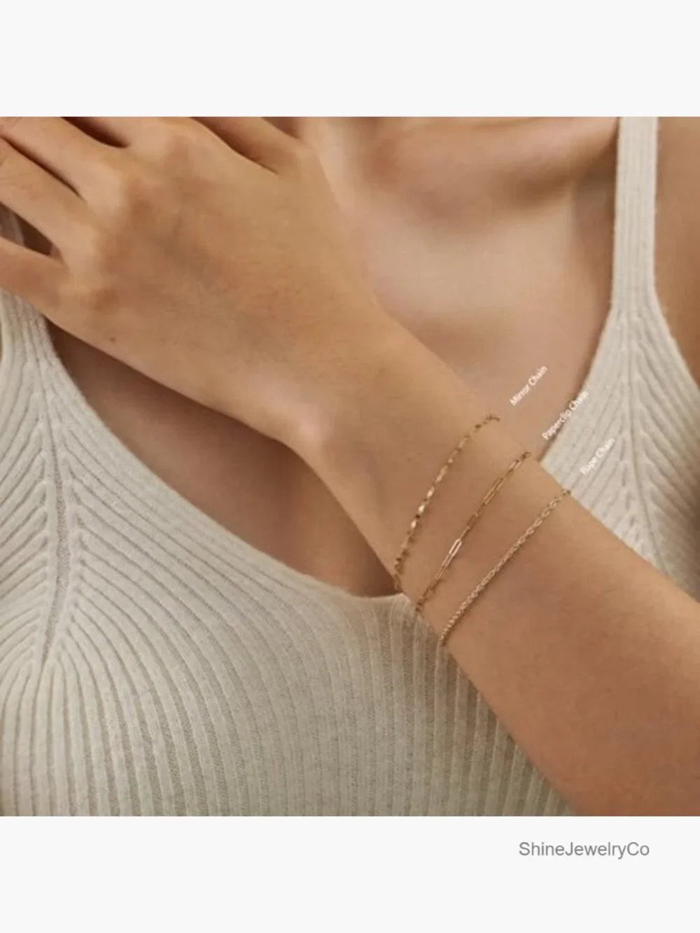 14K Gold Paperclip Link Bracelet 6-7 Inches Dainty Layering
